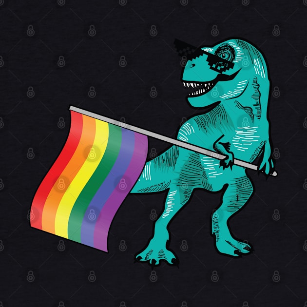 Dinosaur Pride Flag LGBT T-Rex Gay Lesbian Trans TRex Rainbow by Shirtsurf